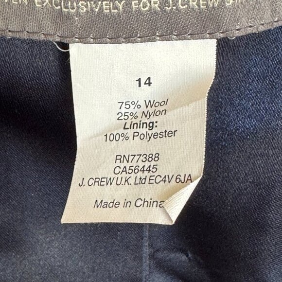 J. Crew Navy Blue Wool Blend Double Cloth Zip Front Wool Blend Jacket Size 14 - Picture 15 of 16